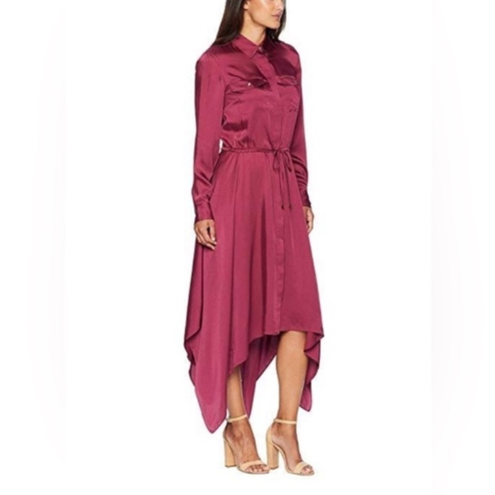 Lauren Ralph Lauren burgundy satin drawstring midi dress 26913